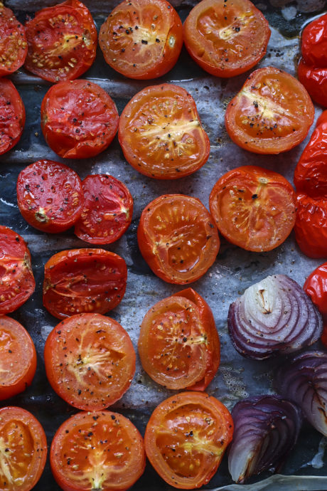 vellutata pomodori peperoni arrosto al forno lenticchie rosse